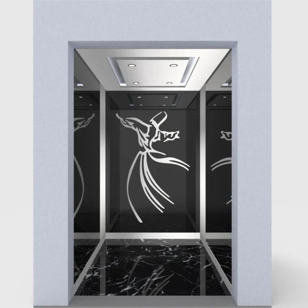 کابین آسانسور مدل رقص سما- رنگ نقره ای- شرکت کیوان فراز
